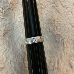 Men’s vintage silver tone etched ring sz 9 gift